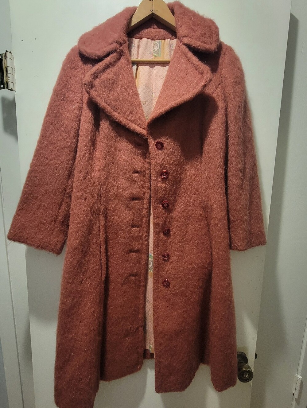 Vintage Women's Cozy Rose Wool-Blend Long Coat